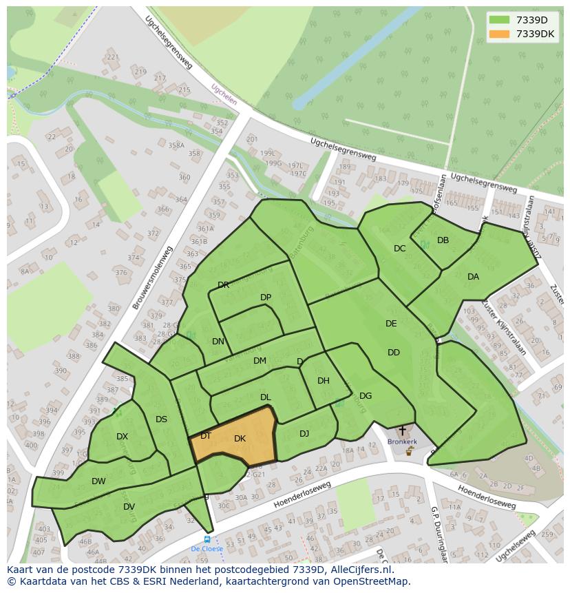 Afbeelding van het postcodegebied 7339 DK op de kaart.