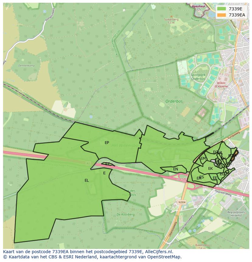 Afbeelding van het postcodegebied 7339 EA op de kaart.
