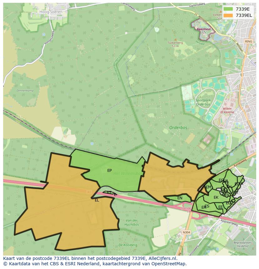 Afbeelding van het postcodegebied 7339 EL op de kaart.