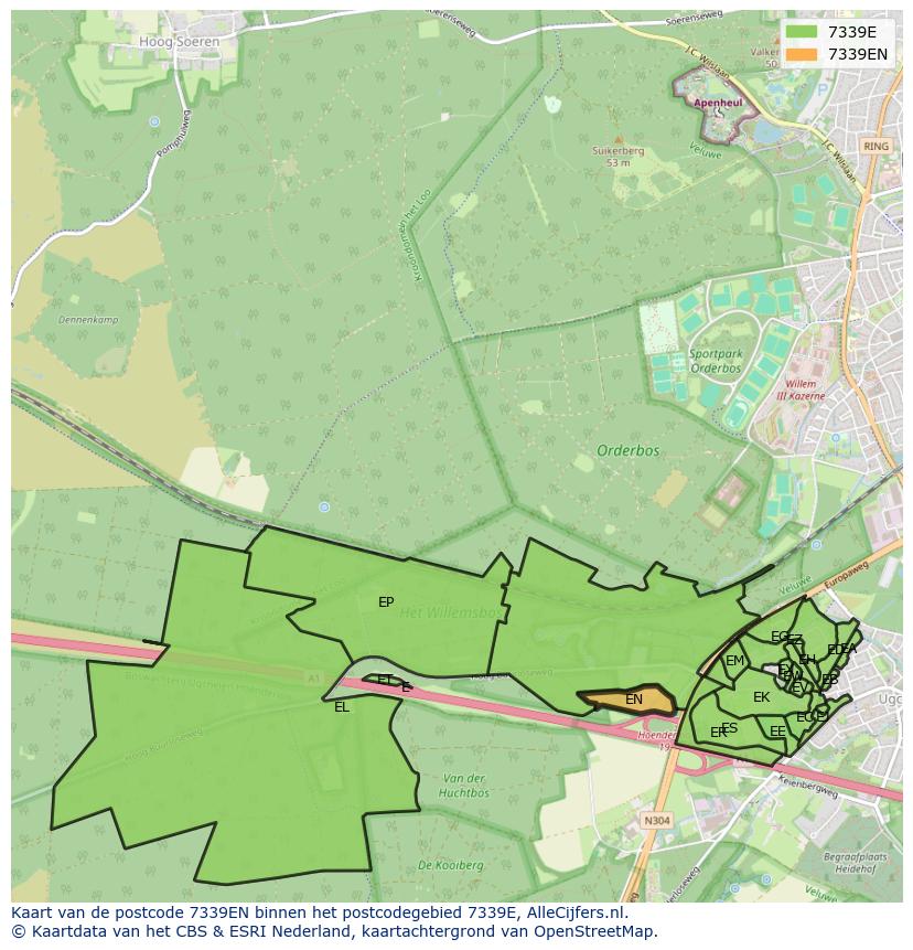 Afbeelding van het postcodegebied 7339 EN op de kaart.