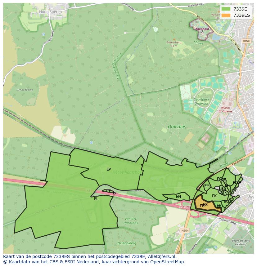 Afbeelding van het postcodegebied 7339 ES op de kaart.