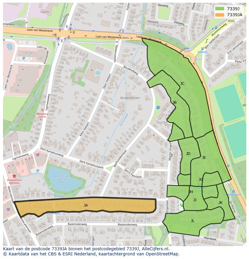 Afbeelding van het postcodegebied 7339 JA op de kaart.