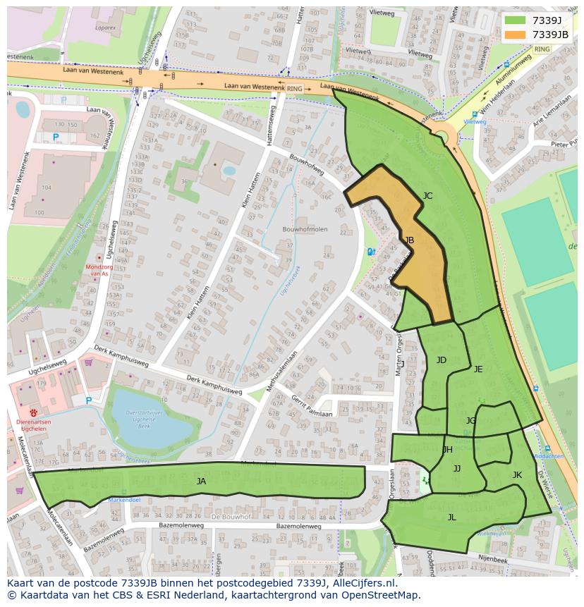 Afbeelding van het postcodegebied 7339 JB op de kaart.