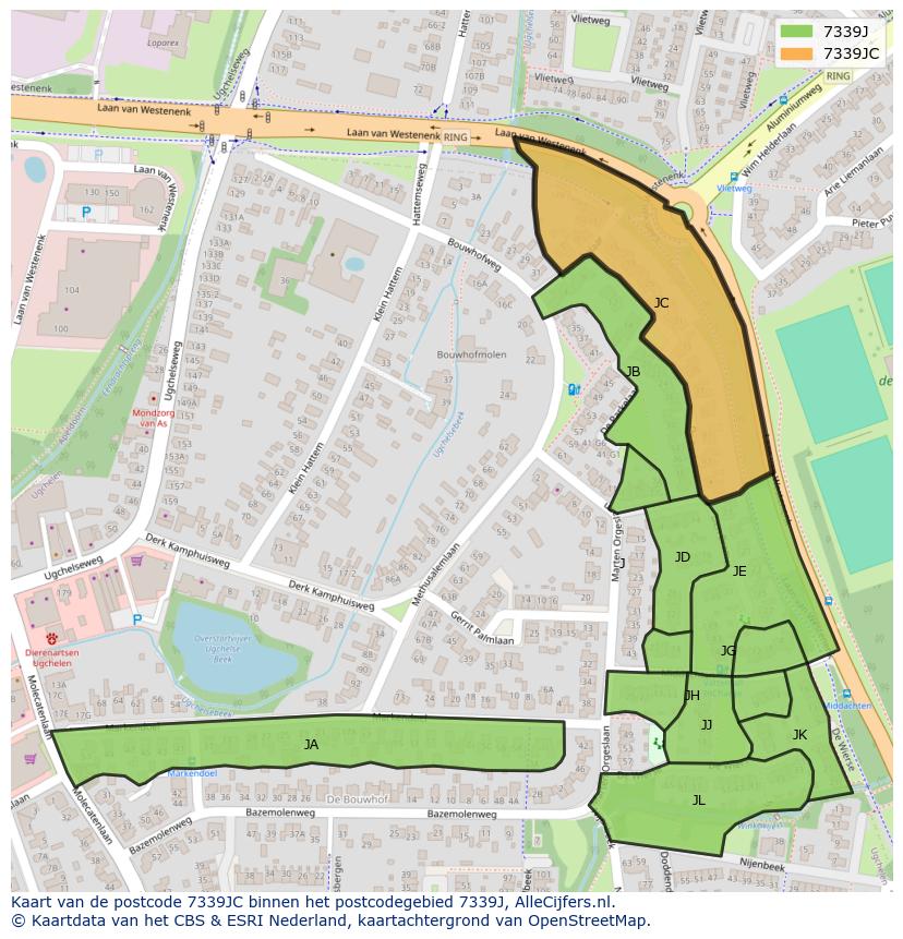 Afbeelding van het postcodegebied 7339 JC op de kaart.