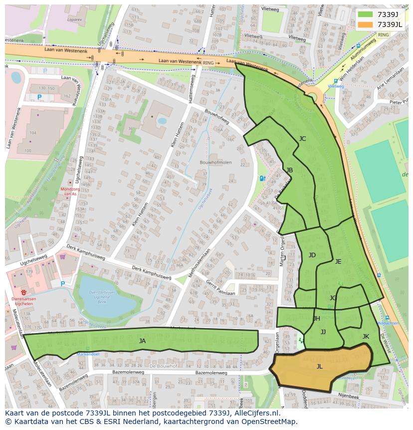 Afbeelding van het postcodegebied 7339 JL op de kaart.