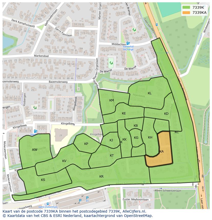 Afbeelding van het postcodegebied 7339 KA op de kaart.