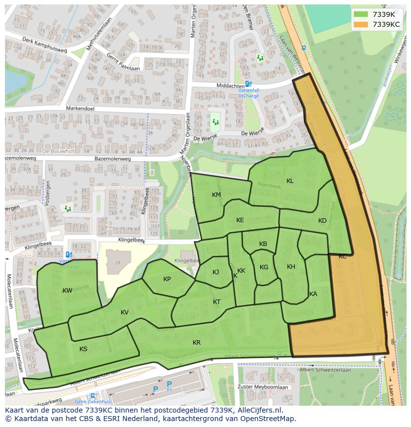 Afbeelding van het postcodegebied 7339 KC op de kaart.