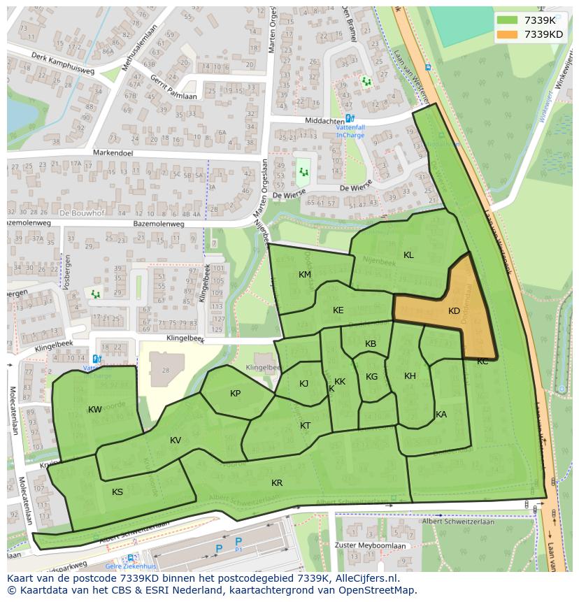 Afbeelding van het postcodegebied 7339 KD op de kaart.