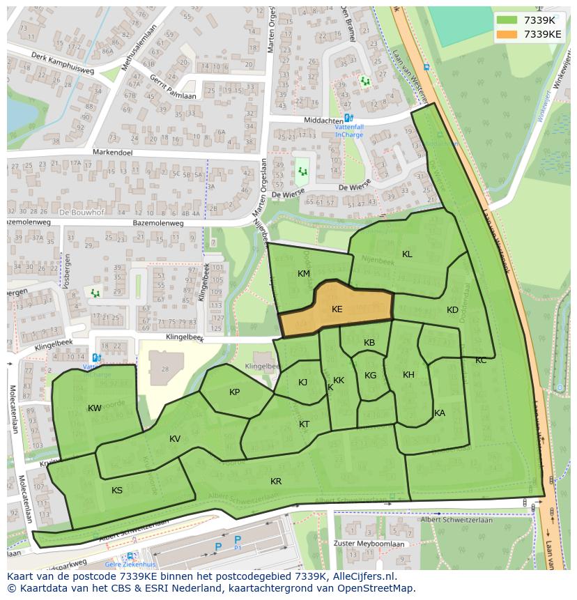 Afbeelding van het postcodegebied 7339 KE op de kaart.