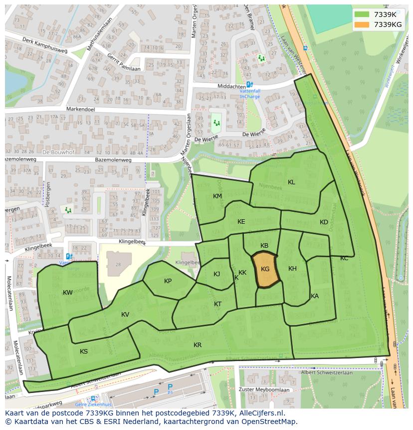 Afbeelding van het postcodegebied 7339 KG op de kaart.