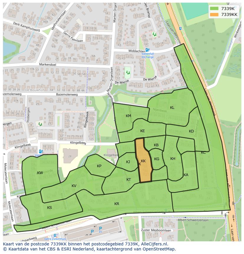 Afbeelding van het postcodegebied 7339 KK op de kaart.