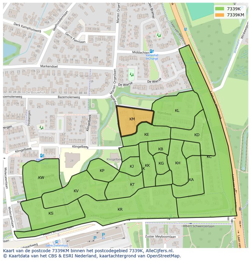 Afbeelding van het postcodegebied 7339 KM op de kaart.