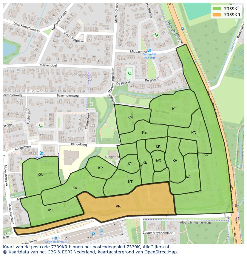 Afbeelding van het postcodegebied 7339 KR op de kaart.