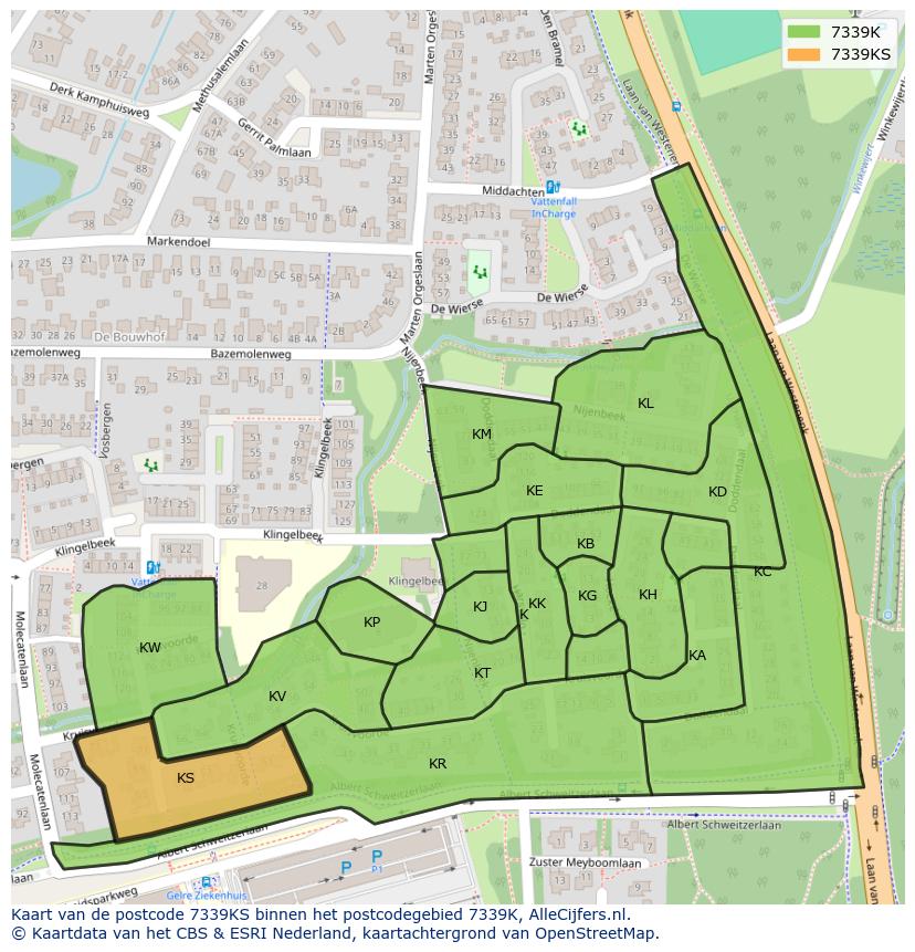 Afbeelding van het postcodegebied 7339 KS op de kaart.