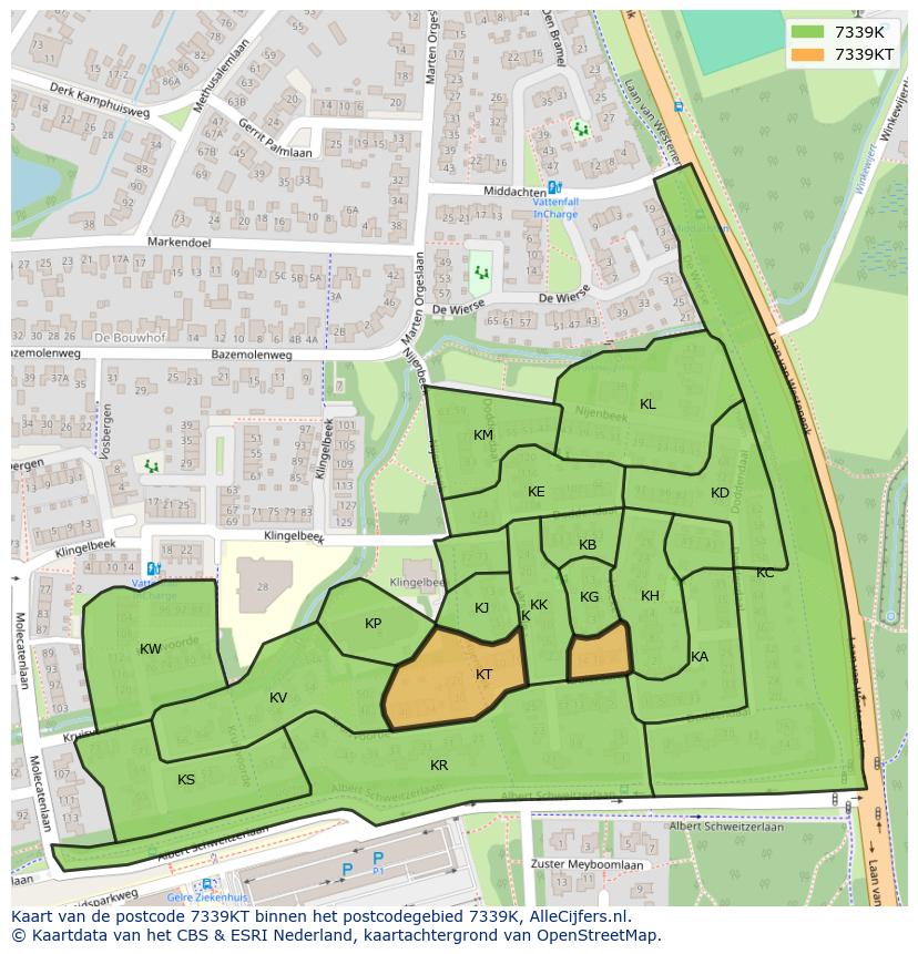Afbeelding van het postcodegebied 7339 KT op de kaart.