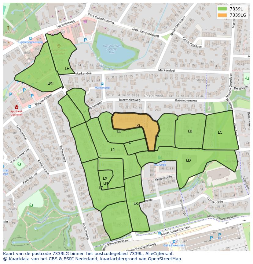 Afbeelding van het postcodegebied 7339 LG op de kaart.