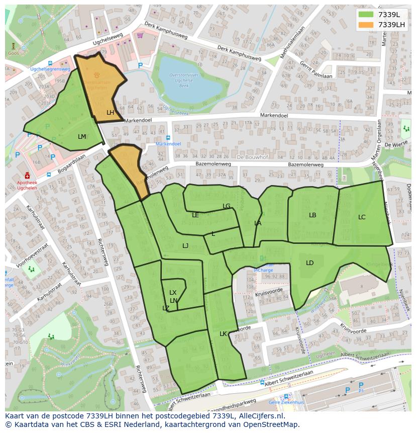Afbeelding van het postcodegebied 7339 LH op de kaart.