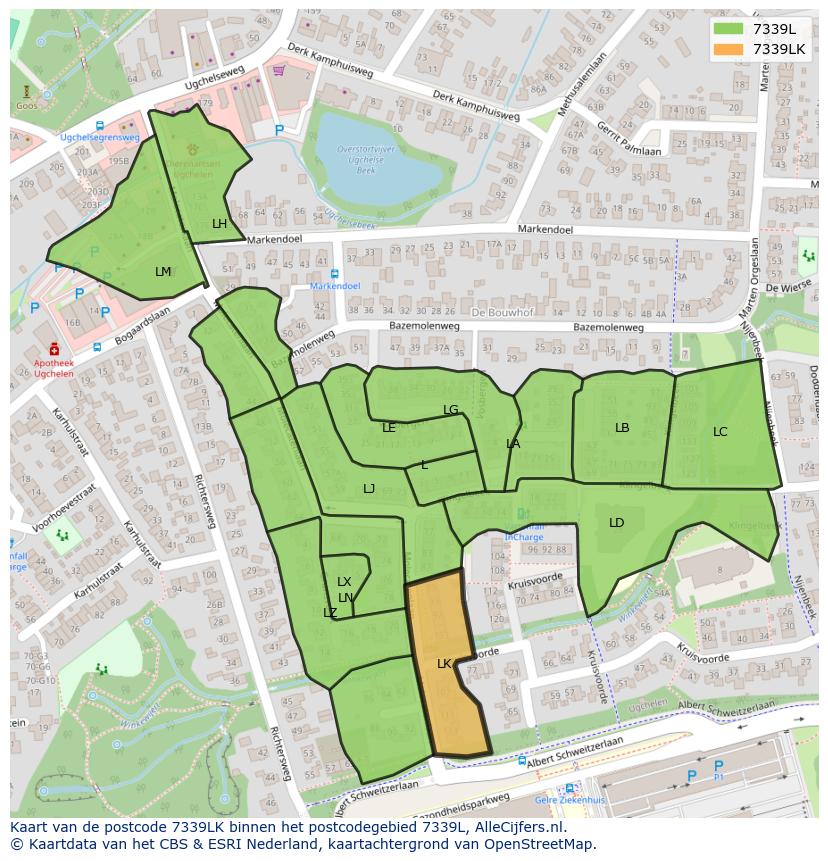Afbeelding van het postcodegebied 7339 LK op de kaart.