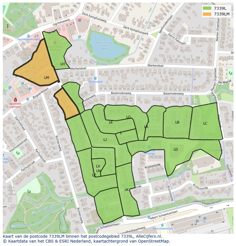 Afbeelding van het postcodegebied 7339 LM op de kaart.