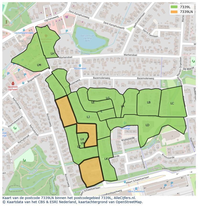 Afbeelding van het postcodegebied 7339 LN op de kaart.