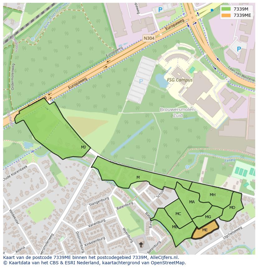 Afbeelding van het postcodegebied 7339 ME op de kaart.