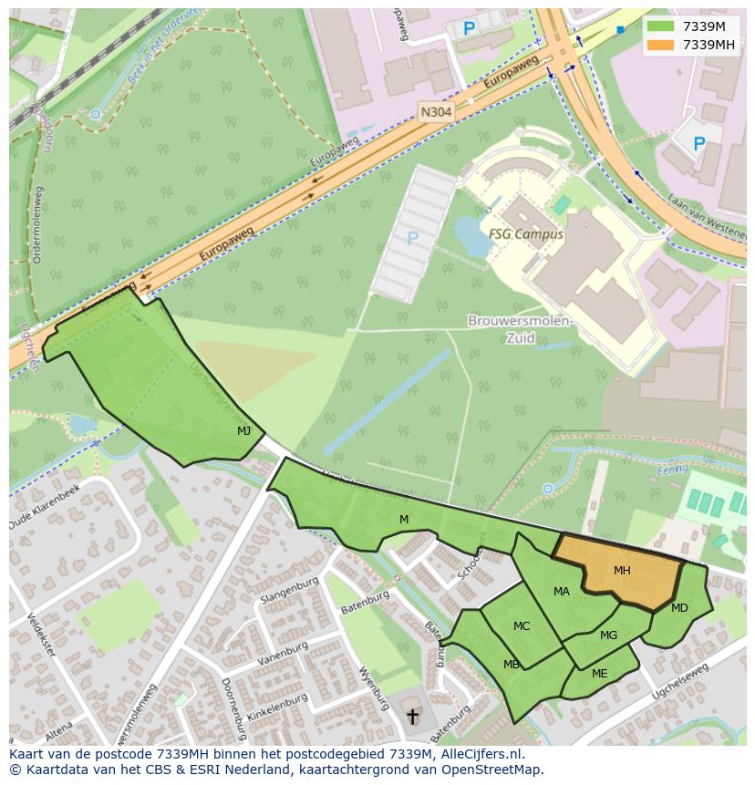 Afbeelding van het postcodegebied 7339 MH op de kaart.