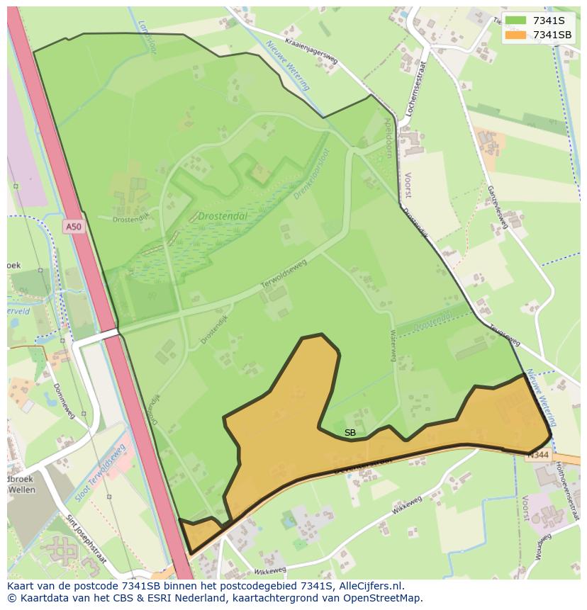 Afbeelding van het postcodegebied 7341 SB op de kaart.