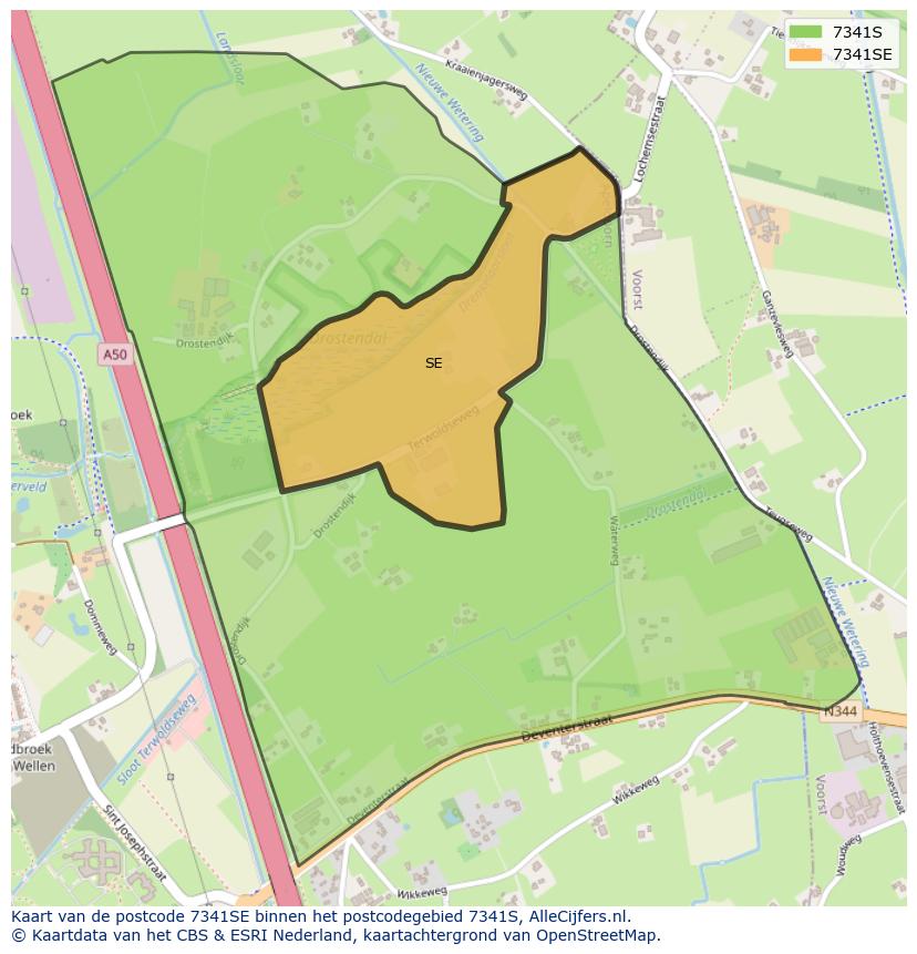 Afbeelding van het postcodegebied 7341 SE op de kaart.