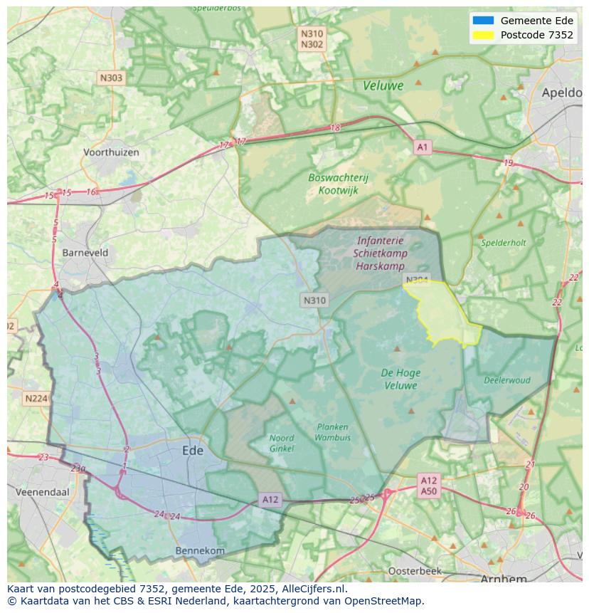 Afbeelding van het postcodegebied 7352 op de kaart.