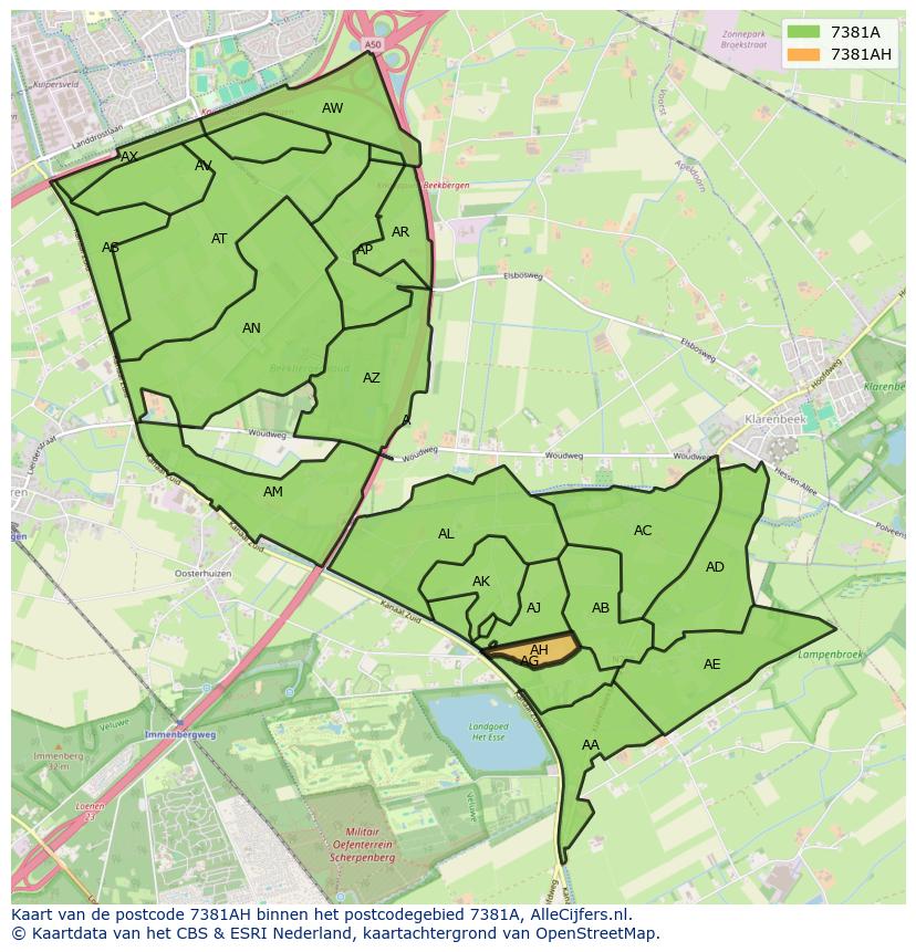 Afbeelding van het postcodegebied 7381 AH op de kaart.