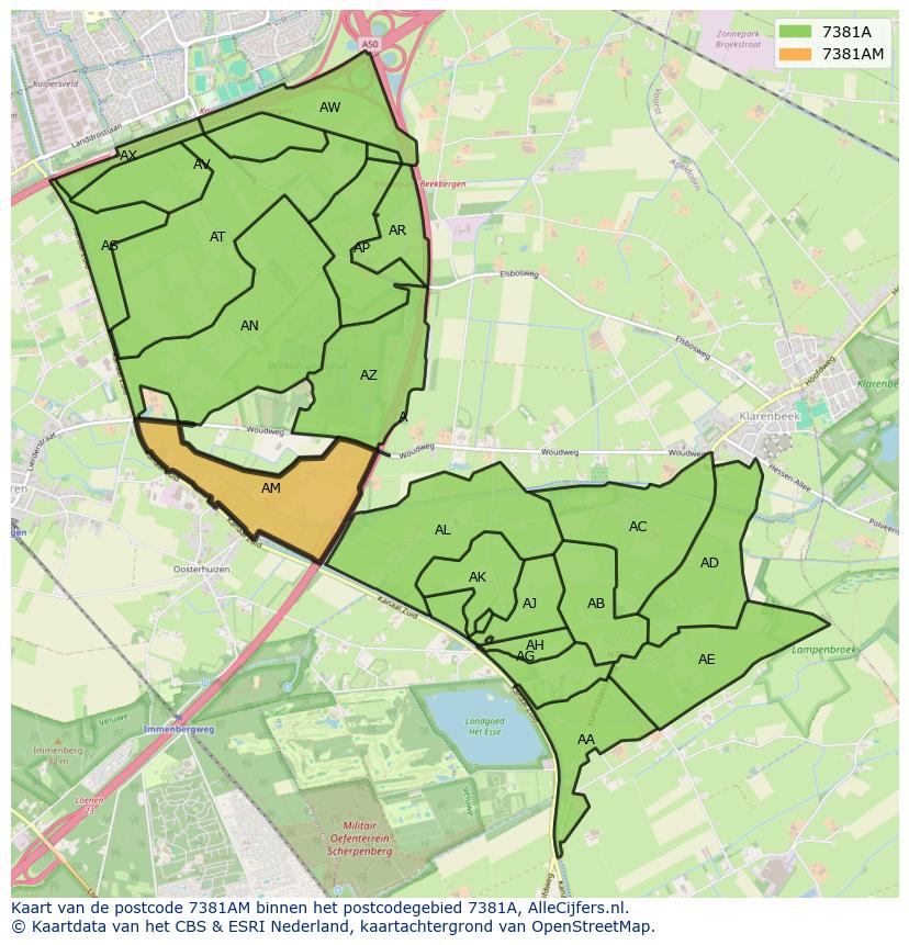 Afbeelding van het postcodegebied 7381 AM op de kaart.