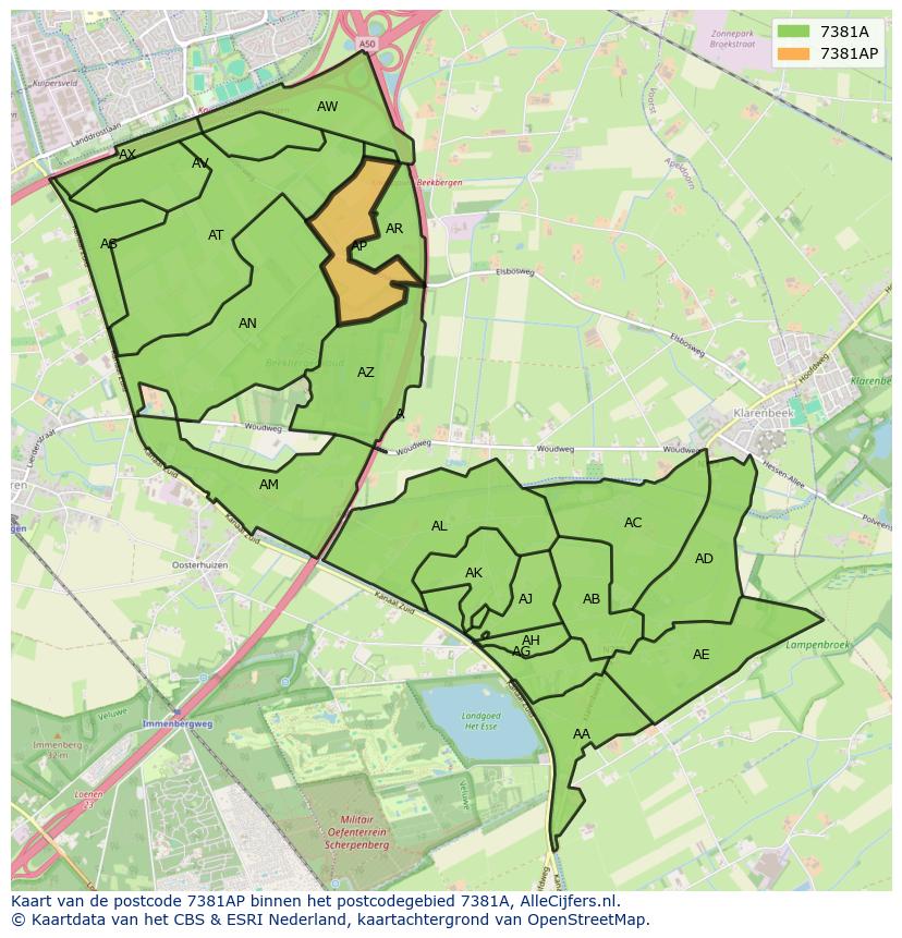 Afbeelding van het postcodegebied 7381 AP op de kaart.