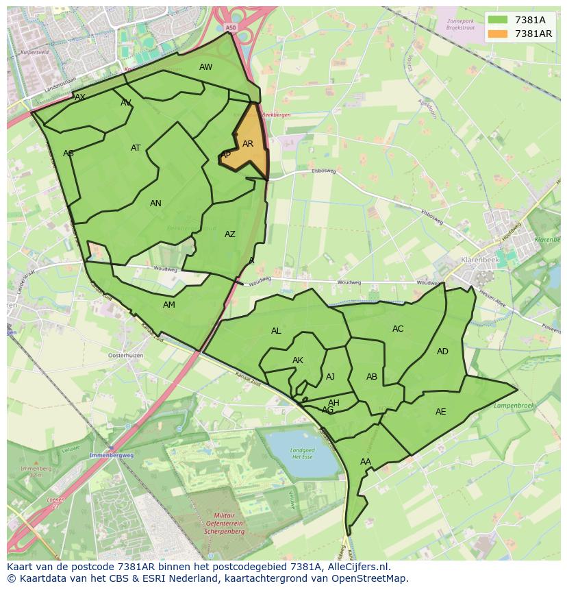 Afbeelding van het postcodegebied 7381 AR op de kaart.