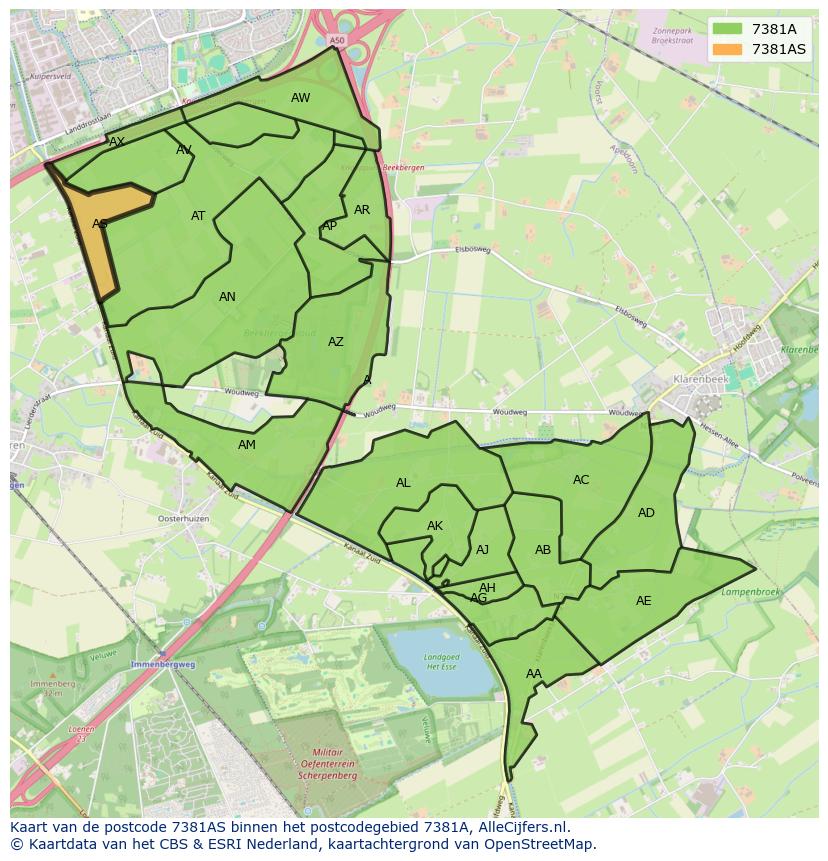 Afbeelding van het postcodegebied 7381 AS op de kaart.