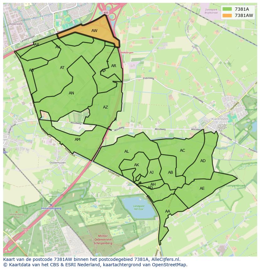 Afbeelding van het postcodegebied 7381 AW op de kaart.