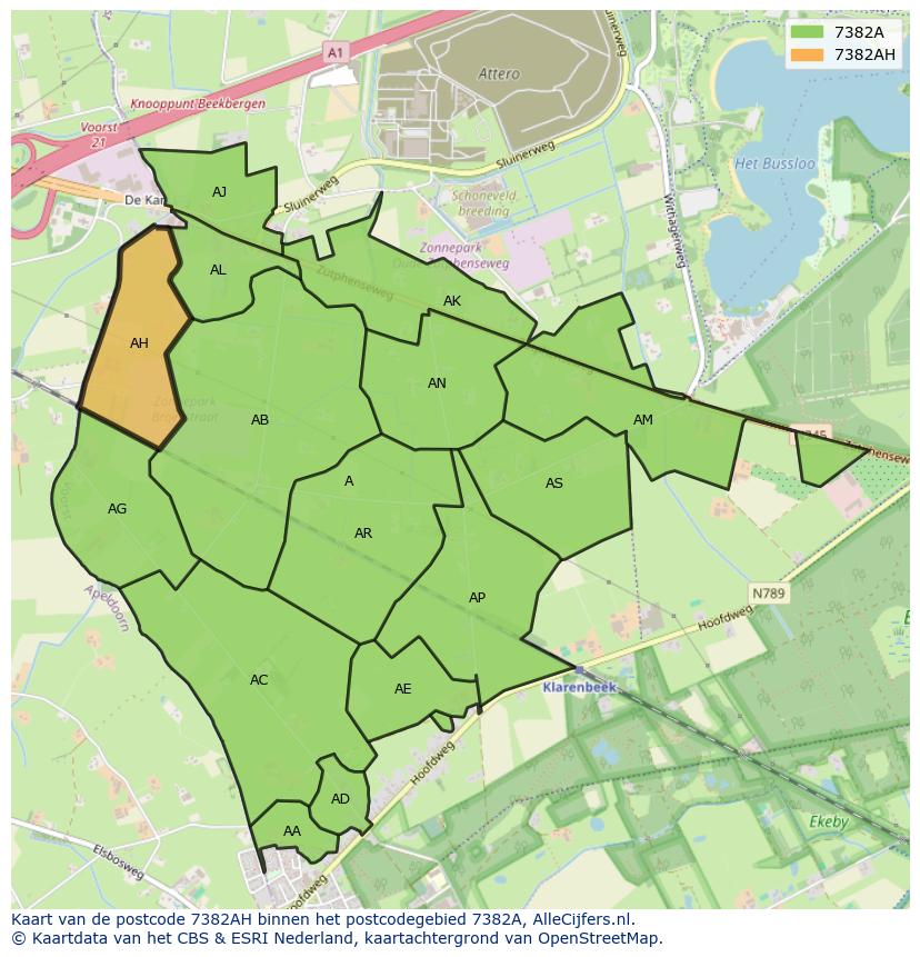 Afbeelding van het postcodegebied 7382 AH op de kaart.