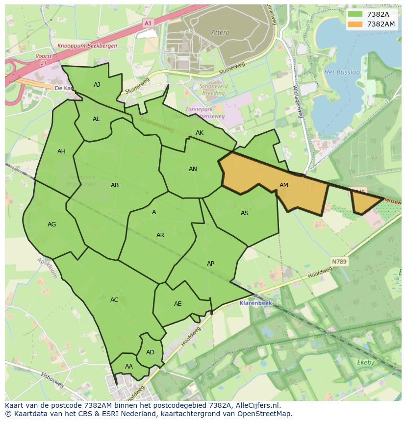 Afbeelding van het postcodegebied 7382 AM op de kaart.