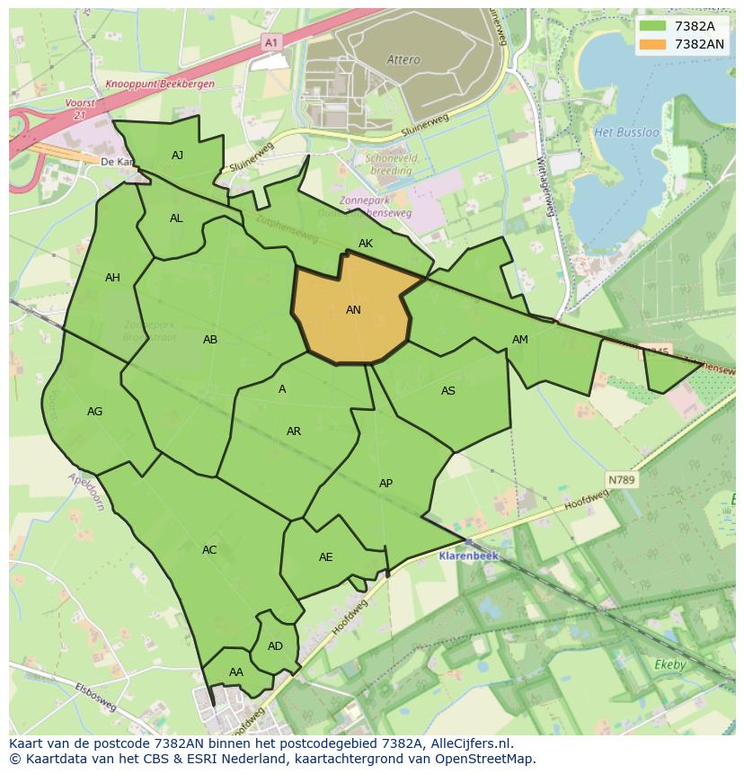 Afbeelding van het postcodegebied 7382 AN op de kaart.