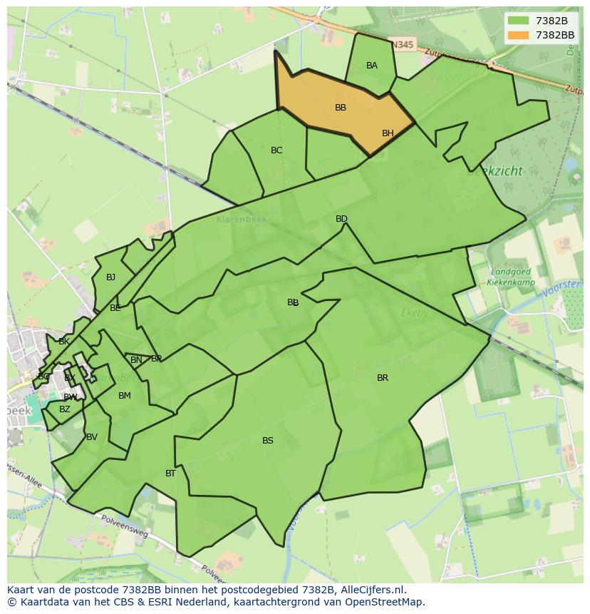Afbeelding van het postcodegebied 7382 BB op de kaart.