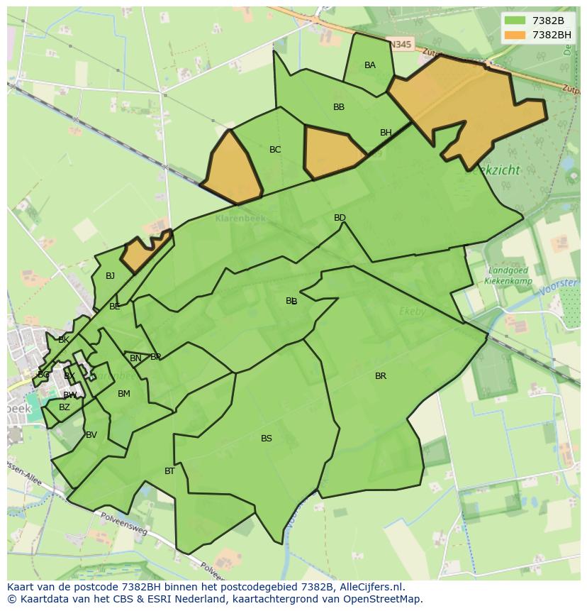 Afbeelding van het postcodegebied 7382 BH op de kaart.