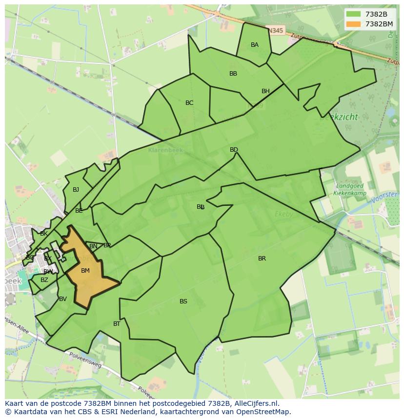 Afbeelding van het postcodegebied 7382 BM op de kaart.