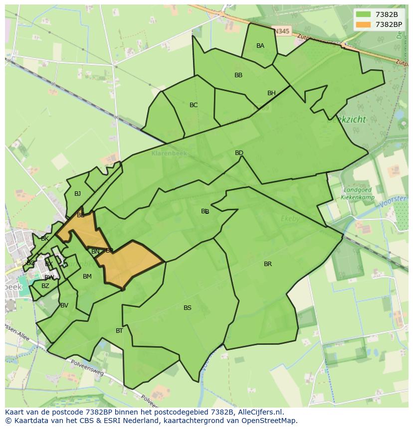 Afbeelding van het postcodegebied 7382 BP op de kaart.