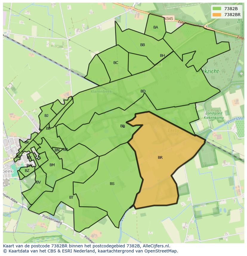 Afbeelding van het postcodegebied 7382 BR op de kaart.