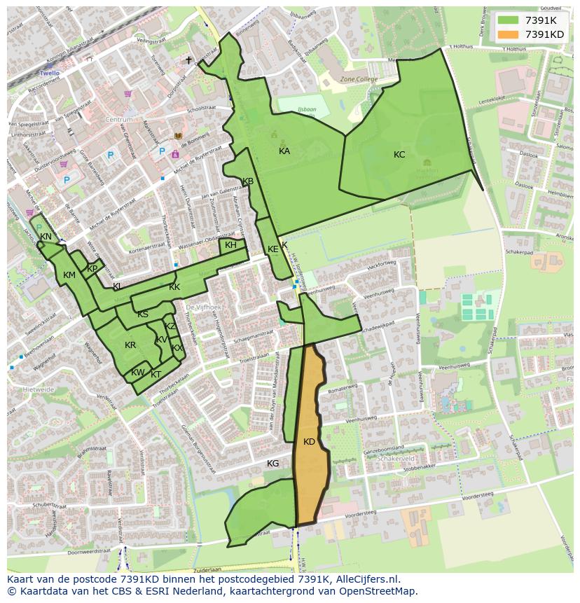 Afbeelding van het postcodegebied 7391 KD op de kaart.
