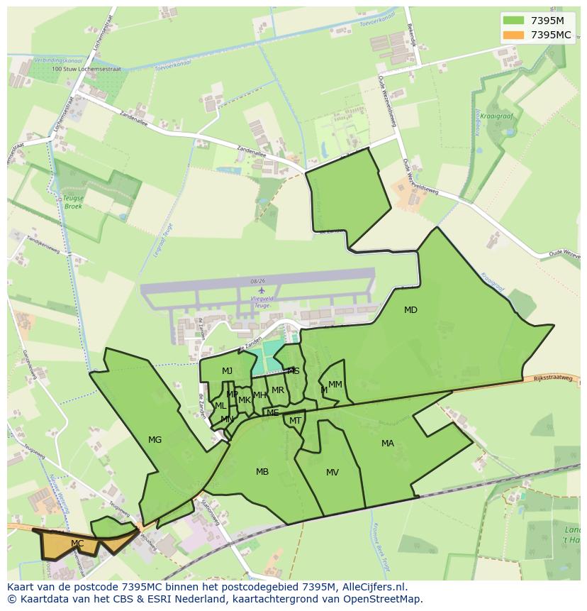 Afbeelding van het postcodegebied 7395 MC op de kaart.