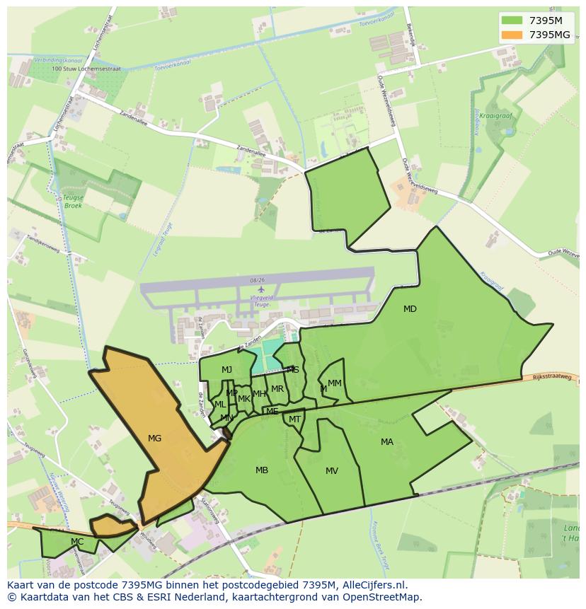 Afbeelding van het postcodegebied 7395 MG op de kaart.