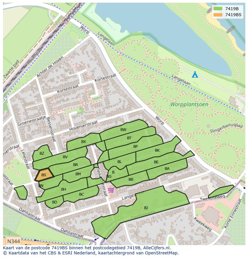 Afbeelding van het postcodegebied 7419 BS op de kaart.