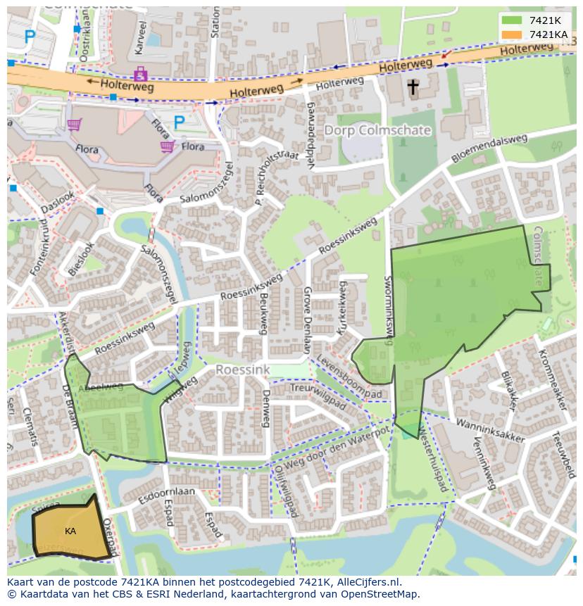 Afbeelding van het postcodegebied 7421 KA op de kaart.