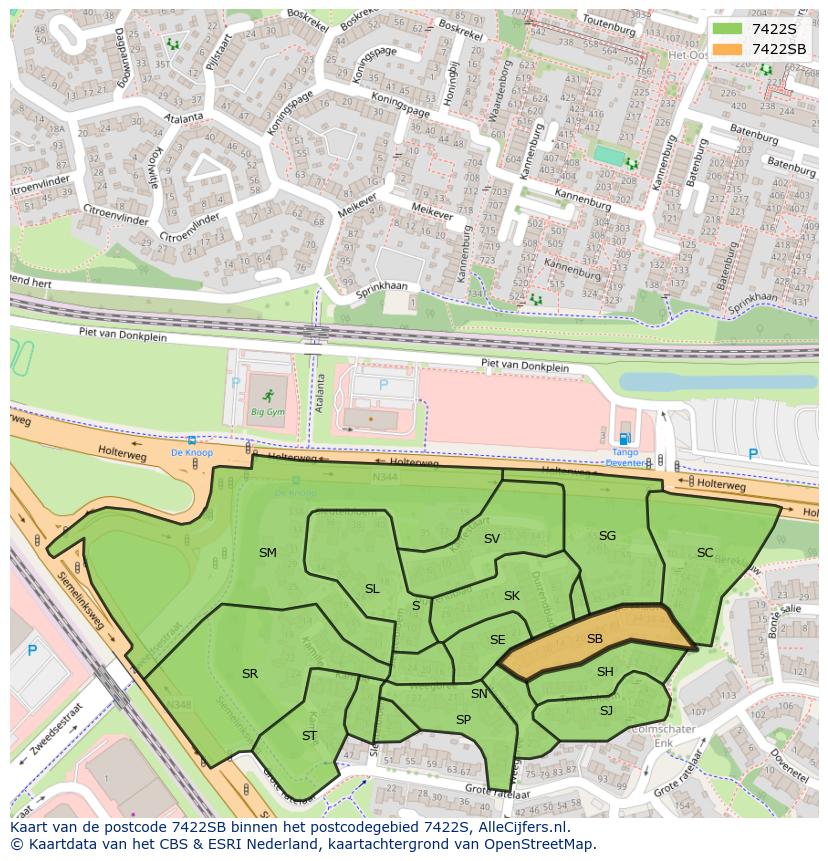 Afbeelding van het postcodegebied 7422 SB op de kaart.