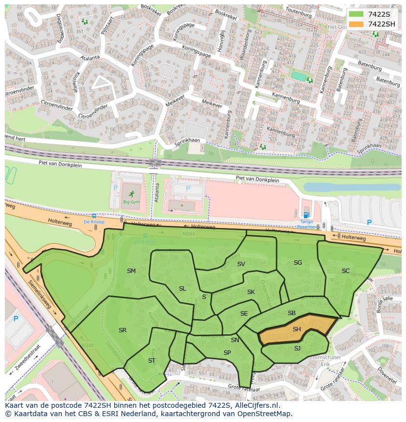 Afbeelding van het postcodegebied 7422 SH op de kaart.